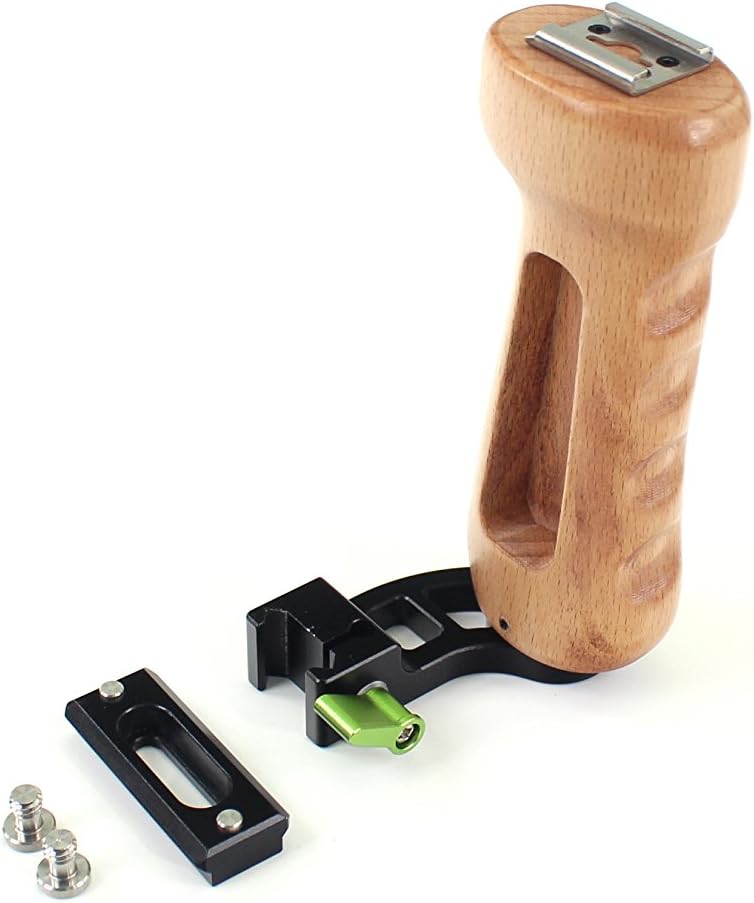 LanParte Wooden Left Handle with NATO Rail for Camera Cage