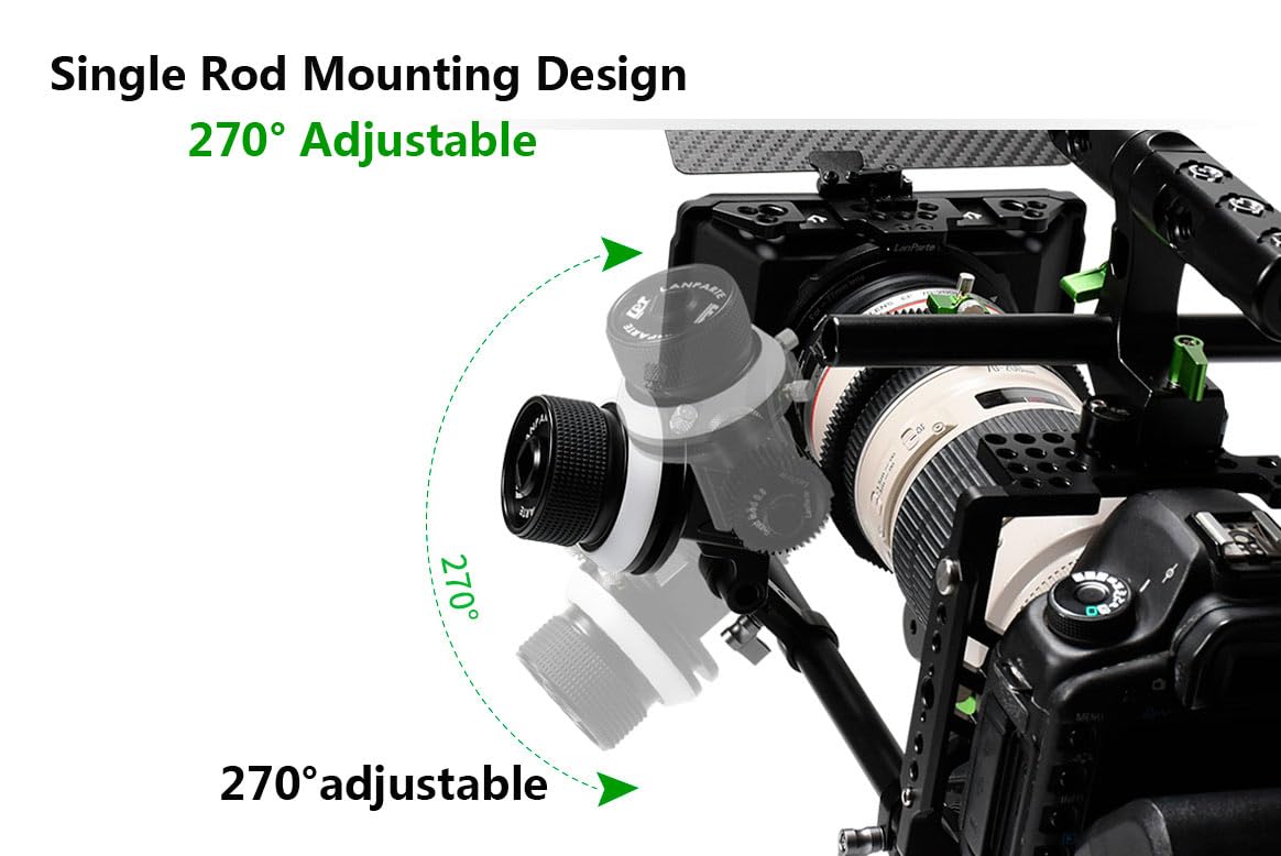 Lanparte Follow Focus Lightweigh A/B Stops & 15mm Rod Clamp and Snap-on Gear Ring Belt for DLSRs and Mirrorless Cameras(FF-03)